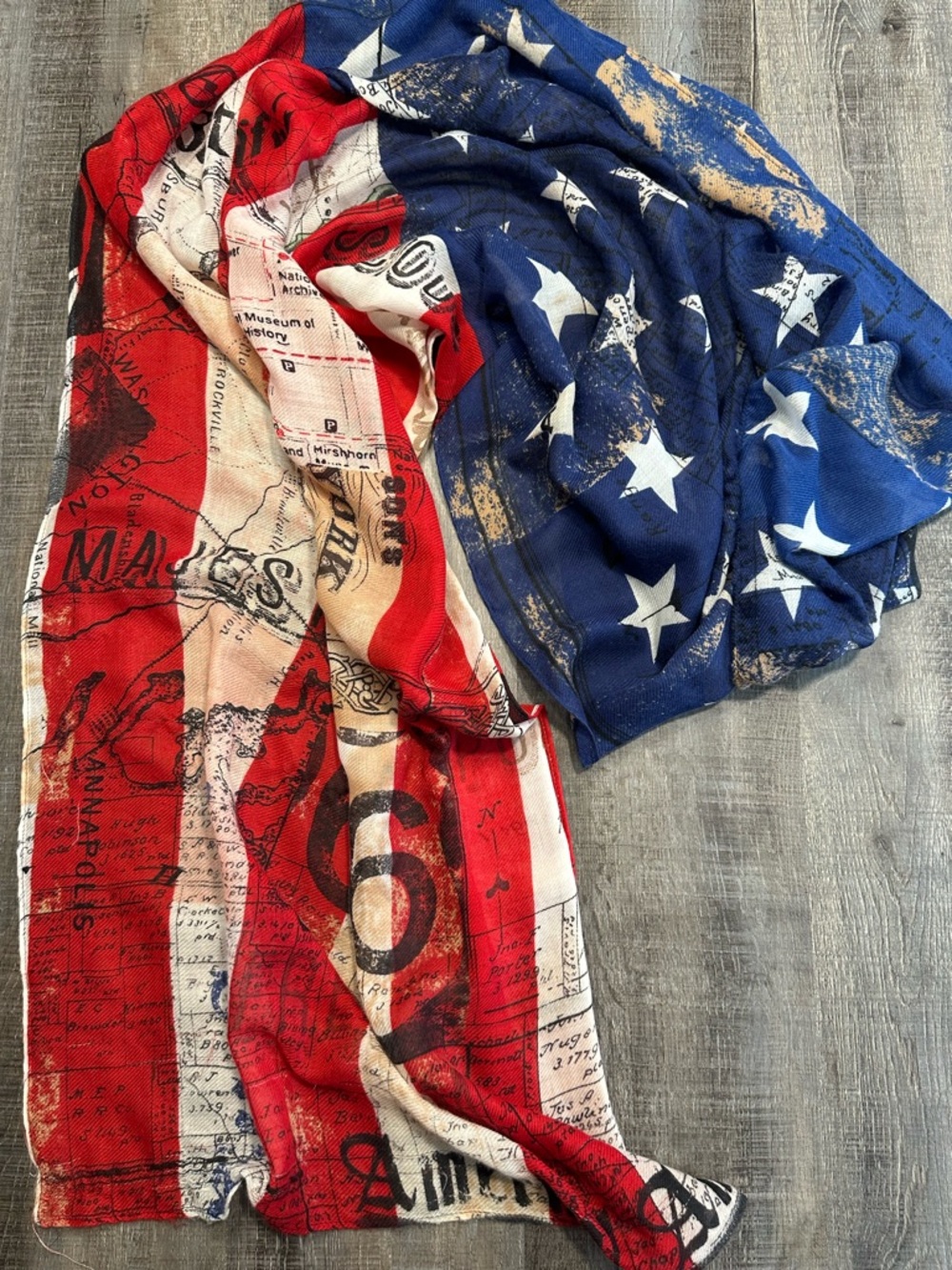 Patriotic Stars & Stripes Lightweight Scarf - Red, White & Blue